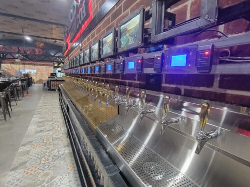 Self Serve Beer Wall with Metal and Chrome Build