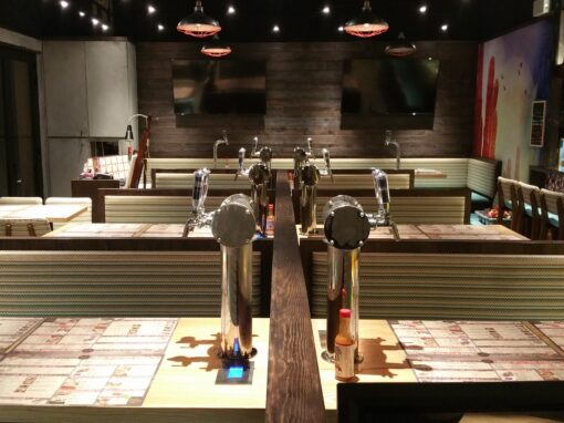 Self Serve Beer taps on Tables